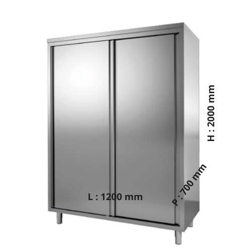 Armoire de rangement inox  Hauteur 2000 - Portes coulissantes - P700