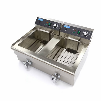 Friteuse - 2 x 16 L - 2 paniers - avec robinet de vidange