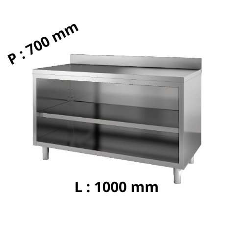 Meuble de rangement inox - Adossé - Hauteur réglable 850 à 900 - Ouvert - P700