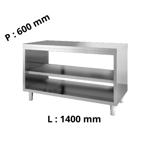 Meuble de rangement inox - Traversant ouvert - P600