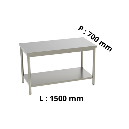 Table de travail inox - Centrale - Hauteur réglable 800 à 900 - P700