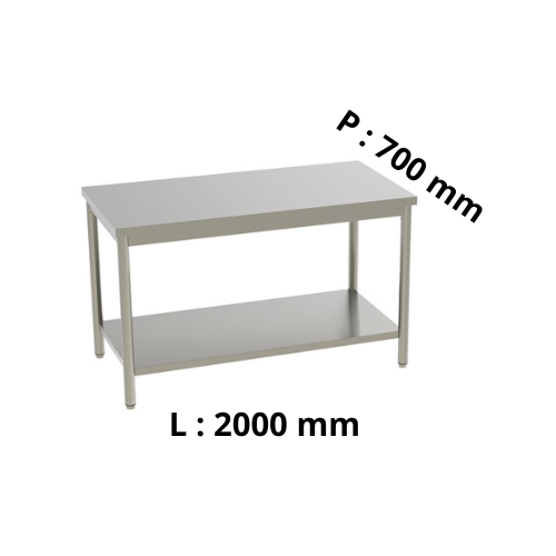 Table de travail inox - Centrale - Hauteur réglable 800 à 900 - P700