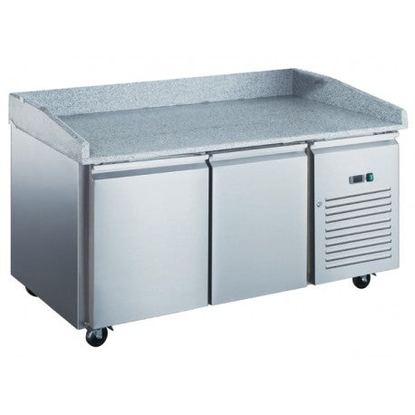 Table à pizza 2 portes positive en inox avec évaporateur- froid  ventilé - P800